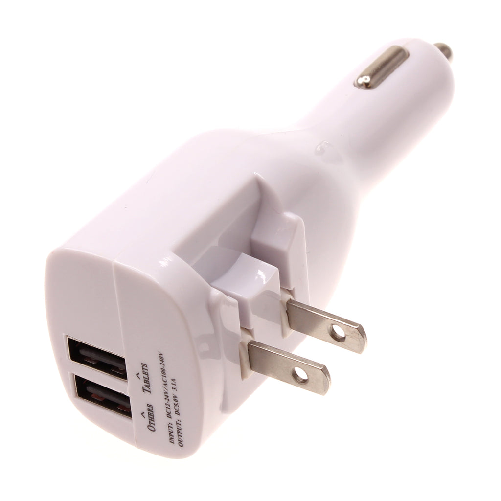 2-in-1 Car Home Charger, Charging Wire Travel Adapter Power Cord 6ft Long USB Cable - AWY13