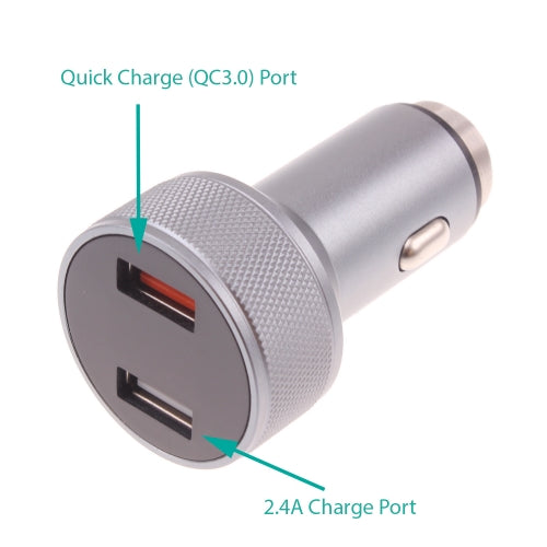 Car Charger, DC Socket 6ft USB-C Cable 2-Port 24W Fast - AWE15