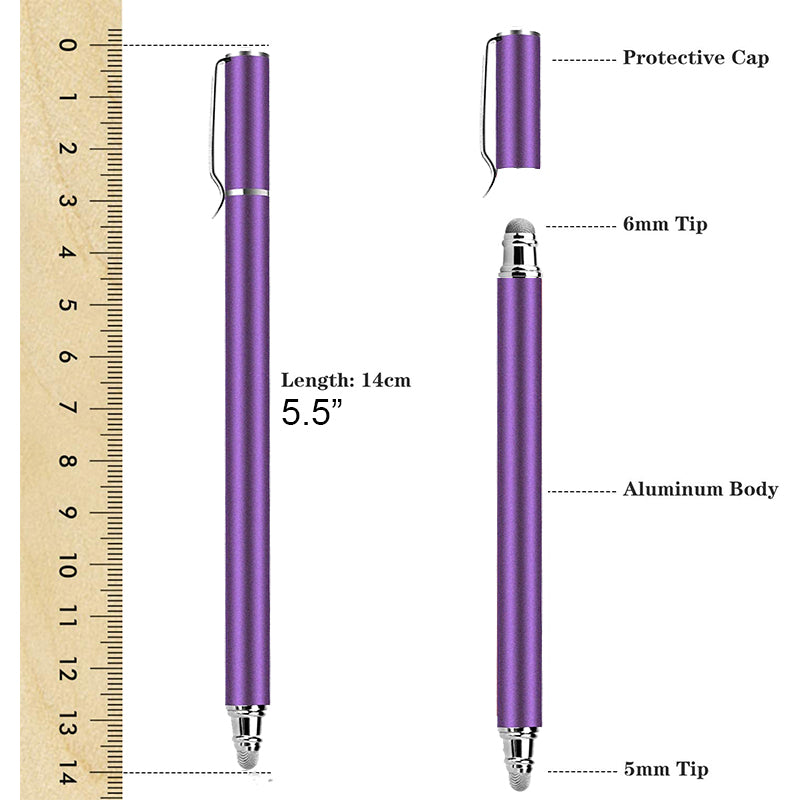 Purple Stylus, Lightweight Aluminum Fiber Tip Touch Screen Pen - AWZ55