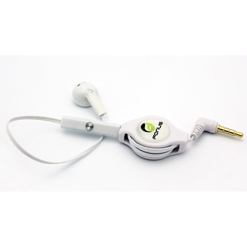 Retractable Mono Earphone, Handsfree Headset 3.5mm w Mic Headphone - AWJ79