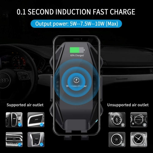 Car Wireless Charger Mount, Auto Sensor Fast Charge Holder Dashboard Air Vent - AWA75