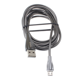 Metal USB Cable, Power Charger Cord MicroUSB 6ft - AWR90