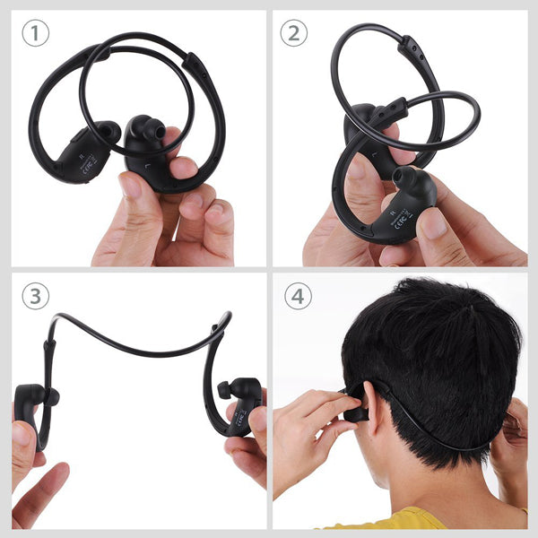 Wireless Headphones, Neckband Folding Hands-free Mic Sports Earphones - AWD15