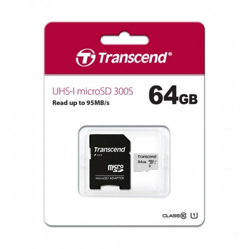 64GB Memory Card, Class 10 MicroSD High Speed Transcend - AWV24