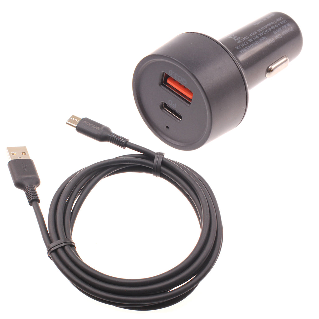 Quick Car Charger, Power Type-C PD 2-Port USB Cable 36W - AWE16