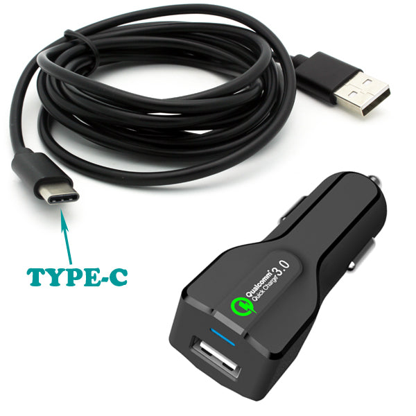 Car Charger, Type-C 6ft Cable 2-Port USB 24W Fast - AWB71