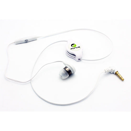 Retractable Mono Earphone, Handsfree Headset 3.5mm w Mic Headphone - AWM83