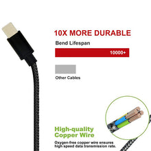 Load image into Gallery viewer, 6ft and 10ft Long USB-C Cables , Data Sync Power Wire TYPE-C Cord Fast Charge - AWG74
