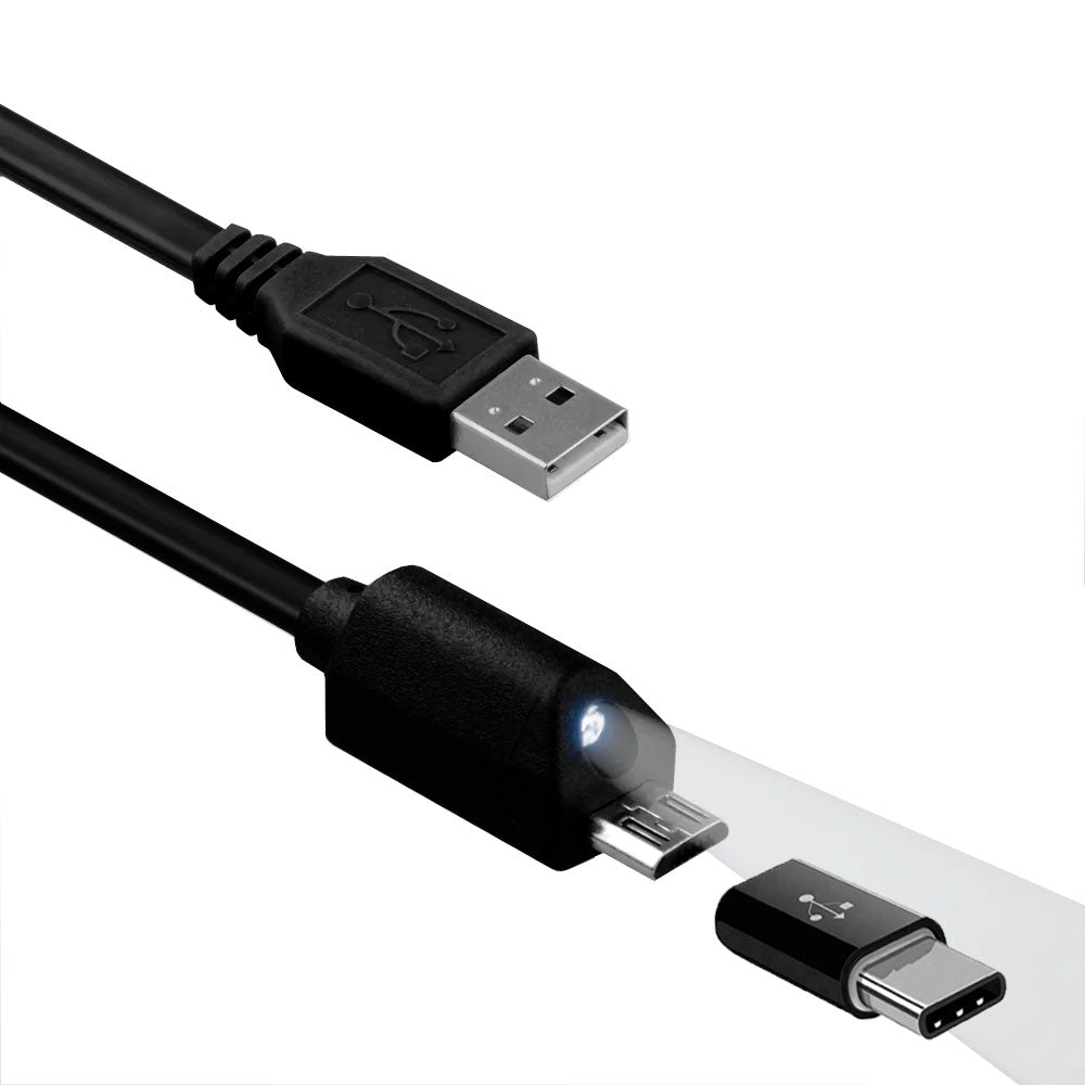 2-in-1 6ft Long USB Cable, Power Cord Fast Charging Type-C Adapter Micro-USB and USB-C - AWH07