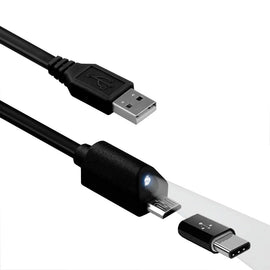2-in-1 6ft Long USB Cable, Power Cord Fast Charging Type-C Adapter Micro-USB and USB-C - AWH07