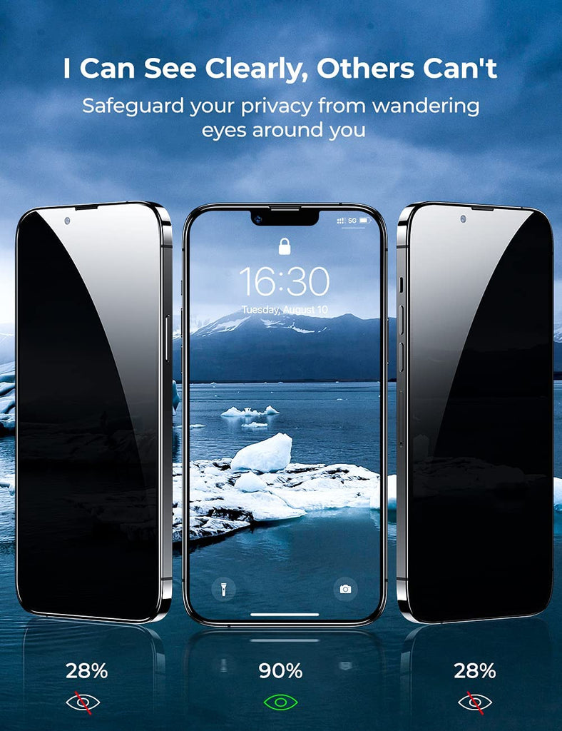 Privacy Screen Protector, Anti-Peep Anti-Spy Curved Tempered Glass - AWZ27