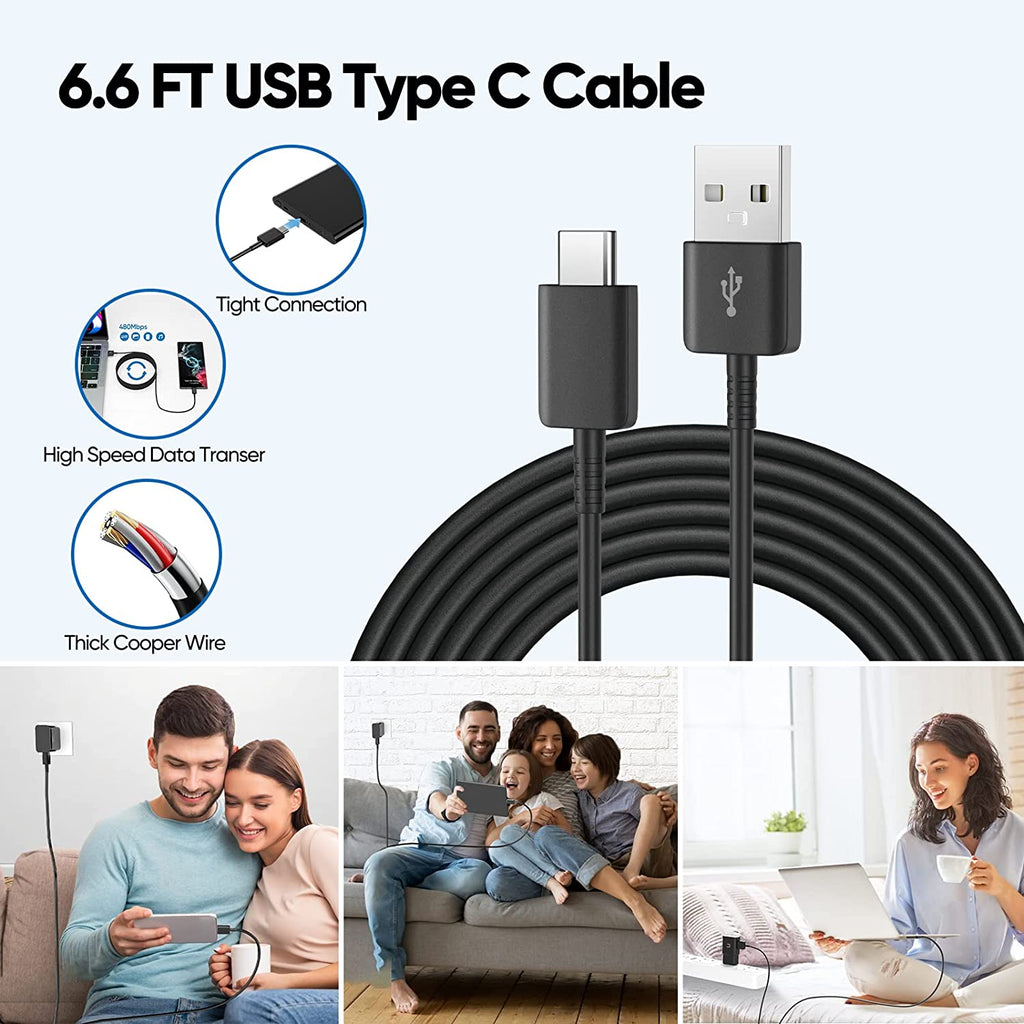 Home Wall Charger , AC Plug Long Cord Power Adapter 6ft Long USB-C Cable - AWG77