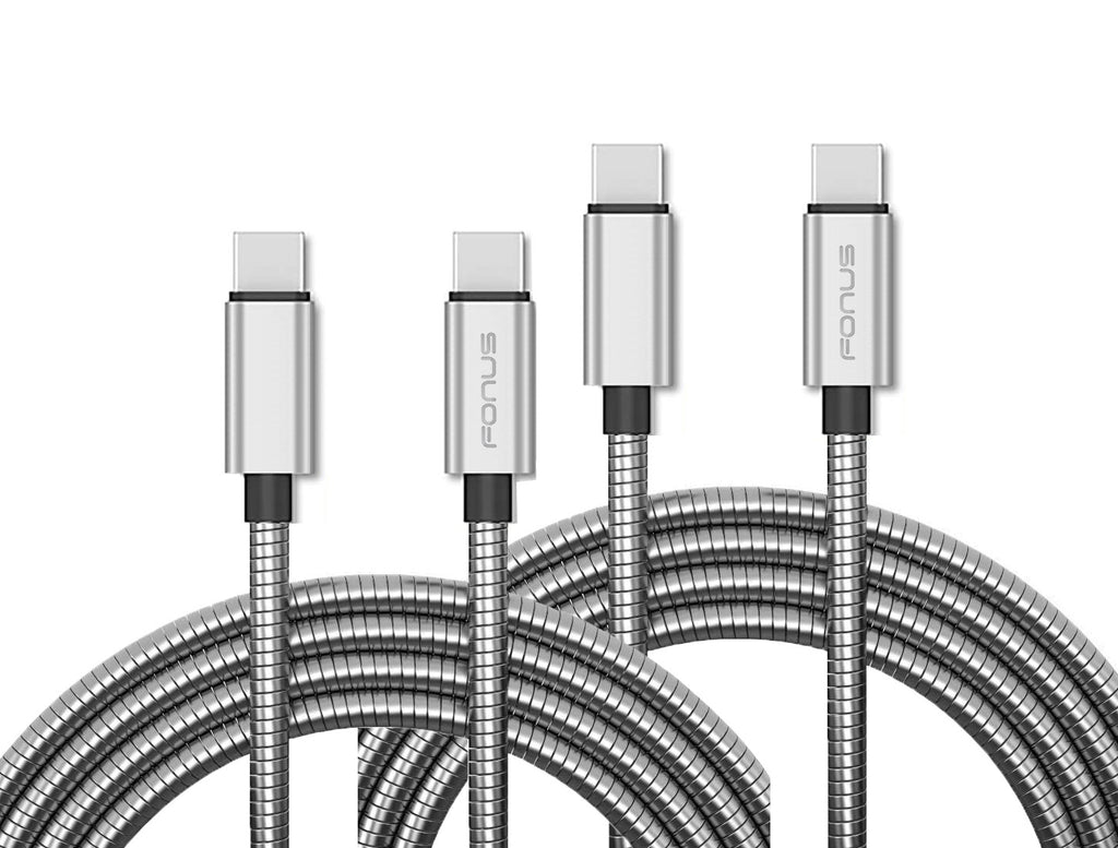 3ft and 6ft Long Metal PD USB-C Cables, USB-C to USB-C Power Wire TYPE-C to TYPE-C Cord Fast Charge - AWY65