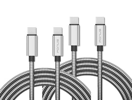 3ft and 6ft Long Metal PD USB-C Cables, USB-C to USB-C Power Wire TYPE-C to TYPE-C Cord Fast Charge - AWY65