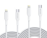 6ft and 10ft Long PD USB-C Cables, Data Sync Type-C to iPhone Wire Power Cord Fast Charge - AWY53