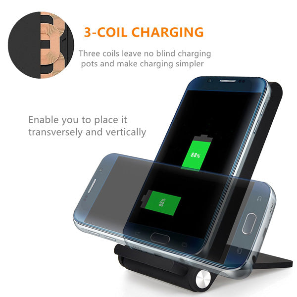 Wireless Charger, 3-Coils Stand Folding 10W Fast - AWK79