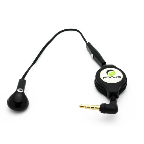 Retractable Mono Earphone, Handsfree Headset 3.5mm w Mic Headphone - AWJ80