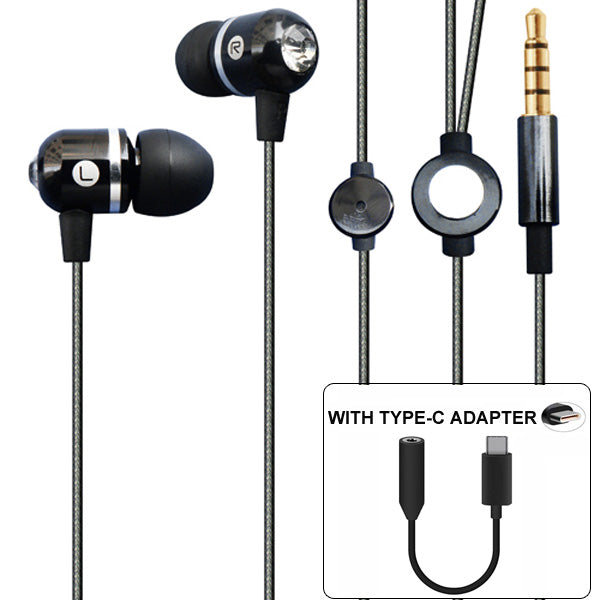 Headset, Metal Handsfree Mic Earphones Type-C Adapter - AWP10