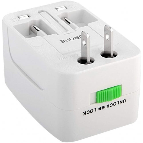 International Charger, Plug Converter Adapter Travel USB 2-Port - AWM08