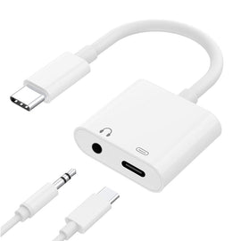 USB-C Headphone Adapter, Splitter Type-C Charger Port 3.5mm Jack Earphone - AWG27