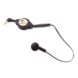 Retractable Mono Earphone, Handsfree Headset 3.5mm w Mic Headphone - AWJ80