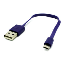 Load image into Gallery viewer, Short USB Cable, Cord Charger Purple MicroUSB - AWB04