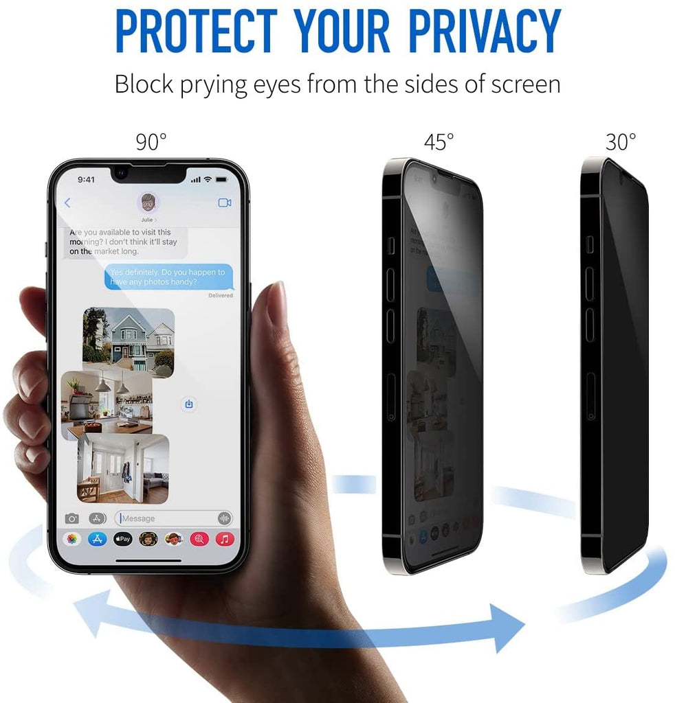 Privacy Screen Protector, Anti-Peep Anti-Spy Curved Tempered Glass - AWZ26
