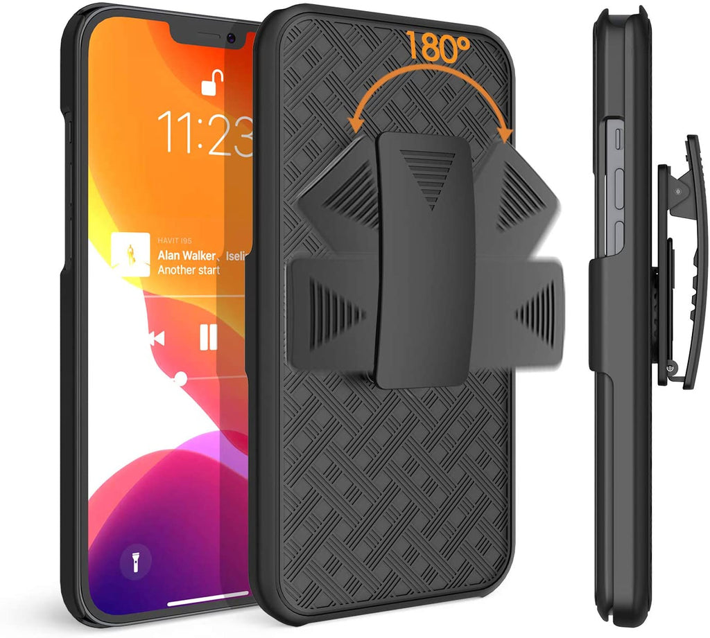Belt Clip Case and 3 Pack Screen Protector , 9H Hardness Kickstand Cover Tempered Glass Swivel Holster - AWC26+3F34