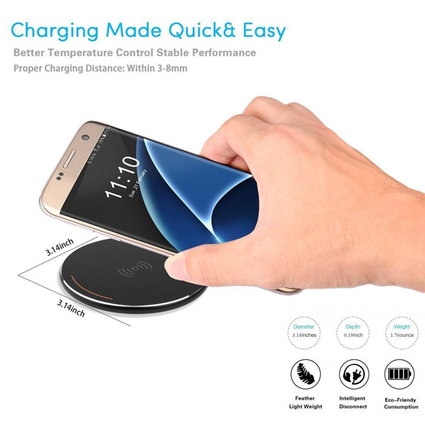 Wireless Charger, Slim Charging Pad 7.5W and 10W Fast - AWK83