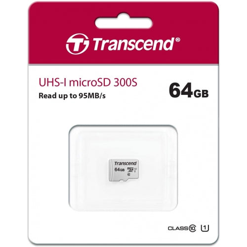 64GB Memory Card, Class 10 MicroSD High Speed Transcend - AWV19