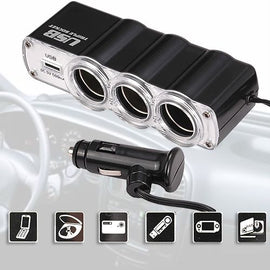 Car Charger, Power DC Socket 3-Port Splitter - AWM60