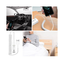 Load image into Gallery viewer, Coiled USB Cable , White Sync Power Wire Charger Cord - AWK34
