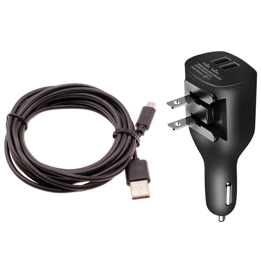 2-in-1 Car Home Charger, Charging Wire Travel Power Adapter Long Cord 6ft Micro USB Cable - AWY09