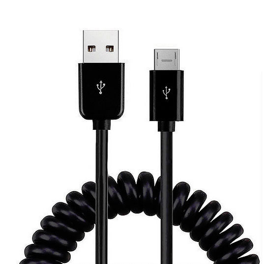 Coiled USB Cable, Sync Power Wire Micro-USB to USB-C Adapter Charger Cord - AWK81