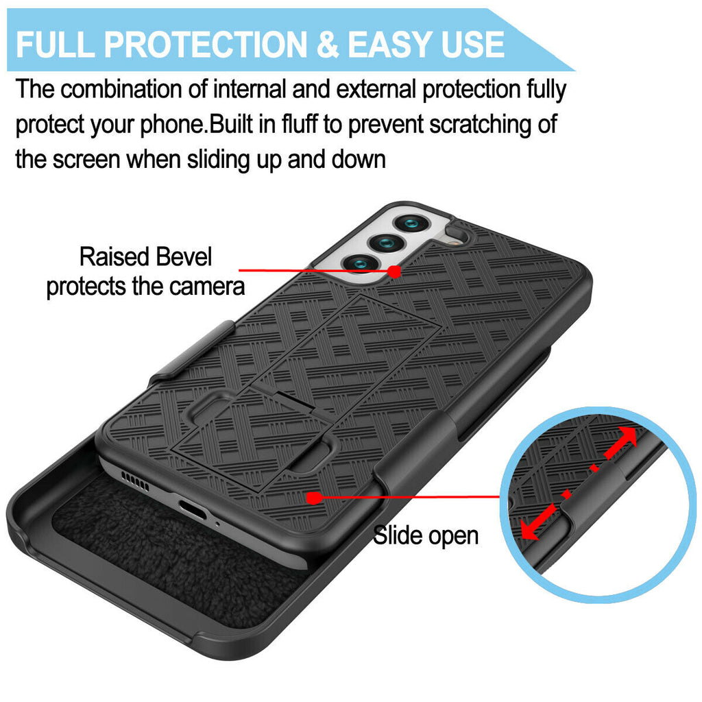 Belt Clip Case and Screen Protector , 9H Hardness Kickstand Cover Tempered Glass Swivel Holster - AWK15+Y97