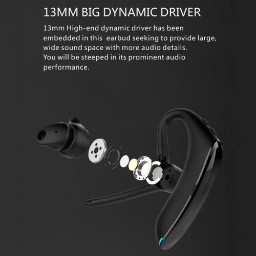 Wireless Earphone, Single Handsfree Headphone Boom Mic Ear-hook - AWE24