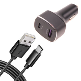 36W PD Fast Car Charger,   Power Adapter Long Cord 2-Port 6ft USB-C Cable  - AWY32 1756-1
