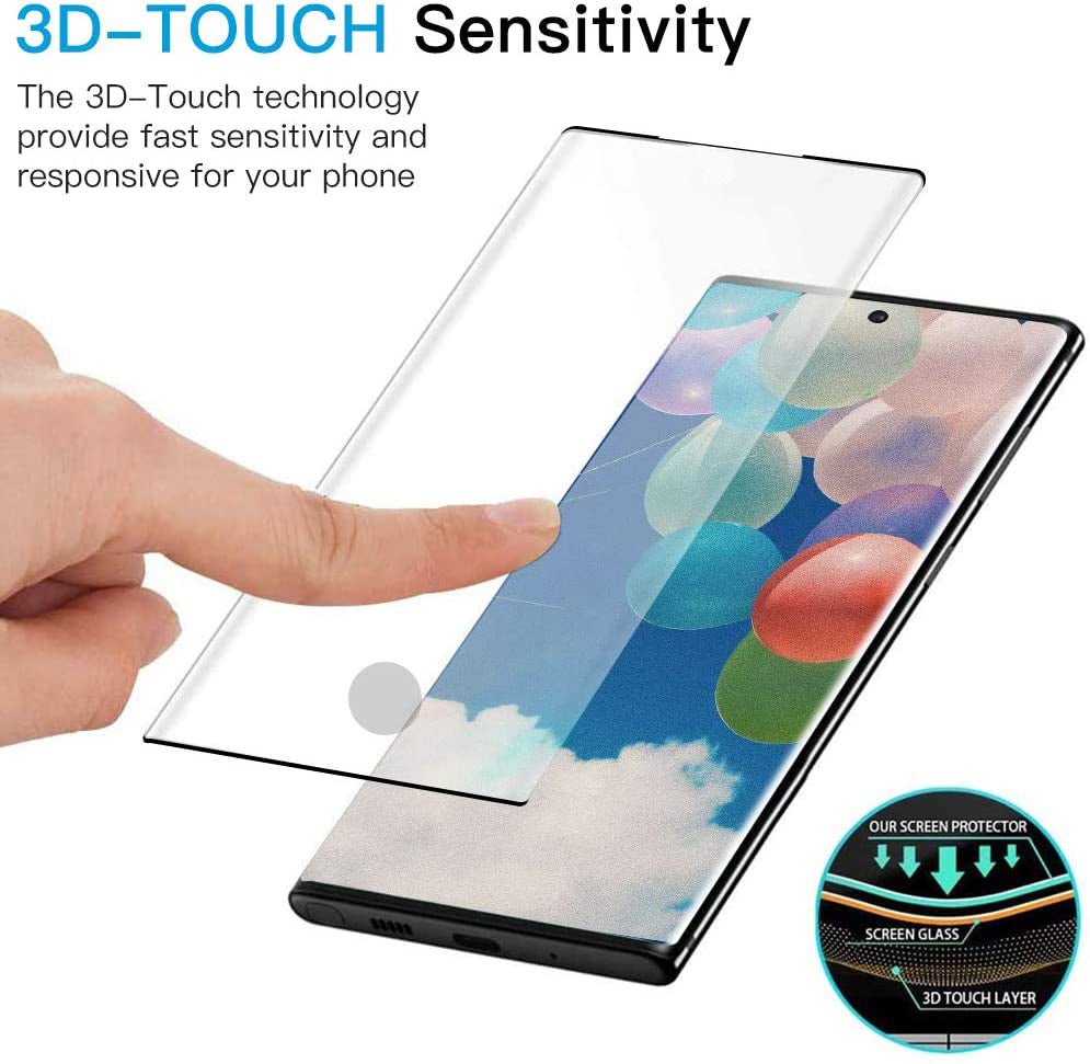 3 Pack Screen Protector, Full Cover 3D Curved Edge (Fingerprint Unlock) Tempered Glass - AW3T37