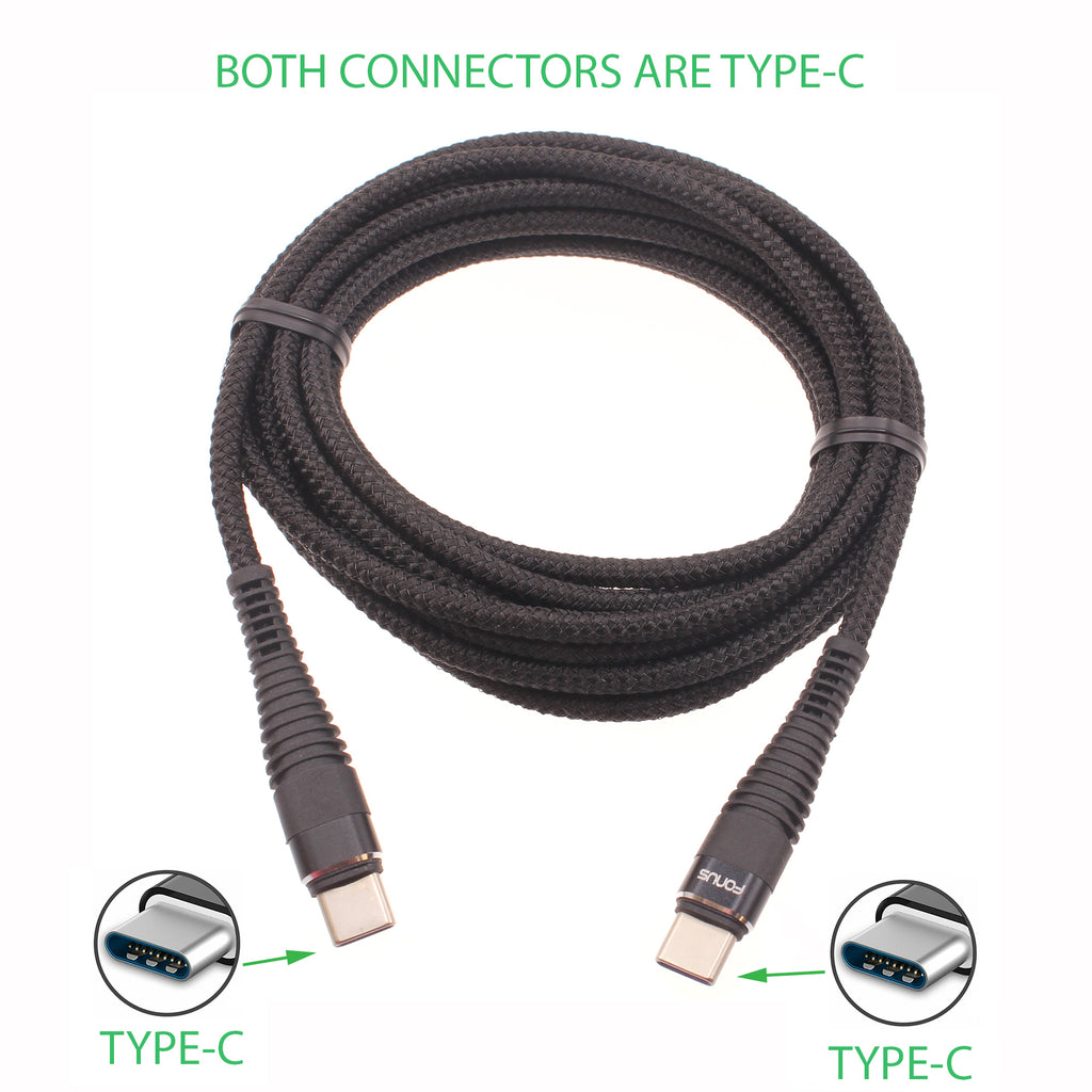 6ft and 10ft Long PD USB-C Cables, USB-C to USB-C Power Wire TYPE-C to TYPE-C Cord Fast Charge - AWY68