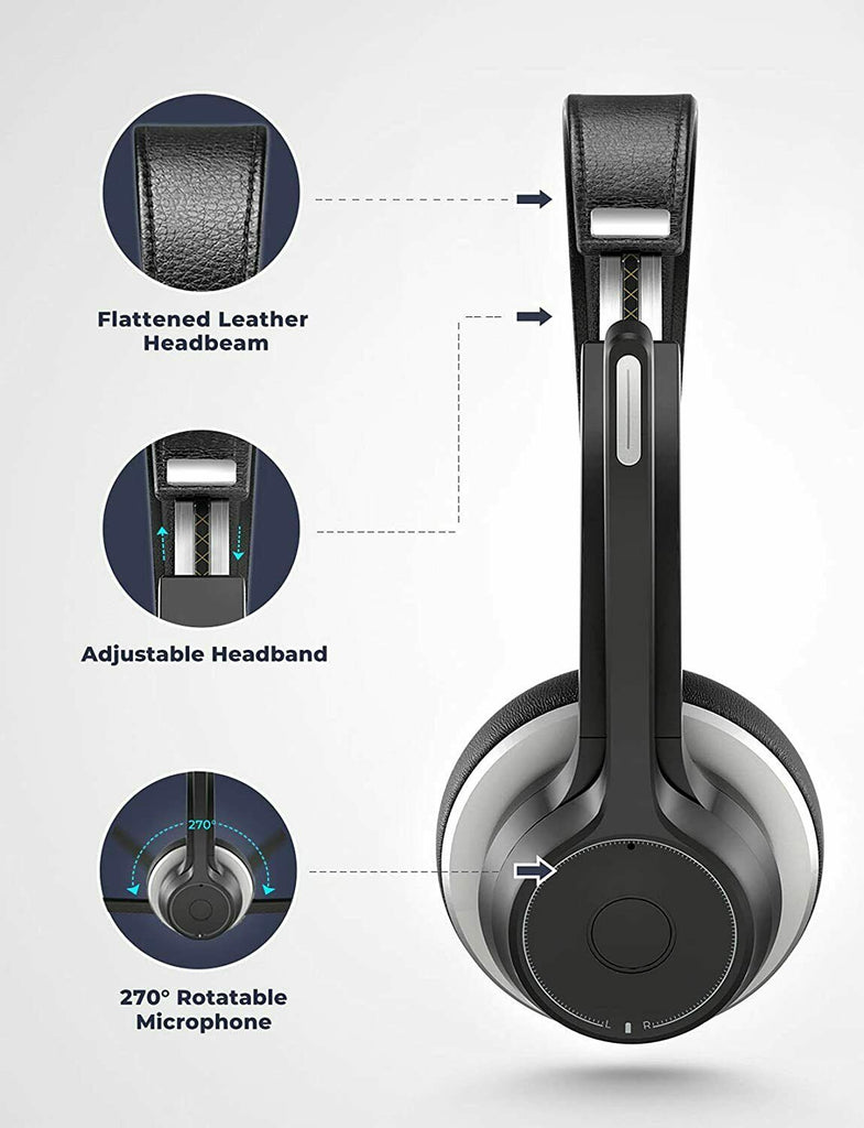Wireless Over-Ear Headphones, Earphones Hands-free Headset With Boom Microphone - AWZ58