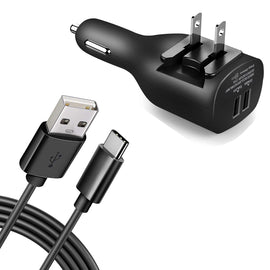 2-in-1 Car Home Charger,  Charging Wire Travel Power Adapter TYPE-C Cord 6ft Long USB-C Cable  - AWY10 1731-1