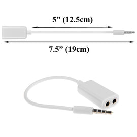 Headphones Splitter, Audio Jack Adaptor Dual Headset Port Earphone Adapter 3.5mm - AWS25