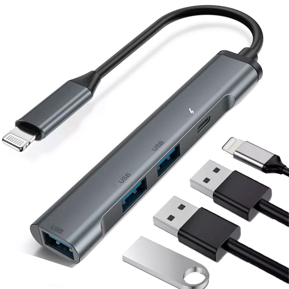 4-in-1 Adapter USB Hub , USB Drive USB Splitter Lightning Charger port - AWY51