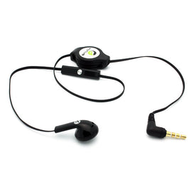 Retractable Mono Earphone, Handsfree Headset 3.5mm w Mic Headphone - AWJ80
