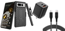 Load image into Gallery viewer, Belt Clip Case and Fast Home Charger Combo, Kickstand Cover 6ft Long USB-C Cable PD Type-C Power Adapter Swivel Holster - AWY34+G88