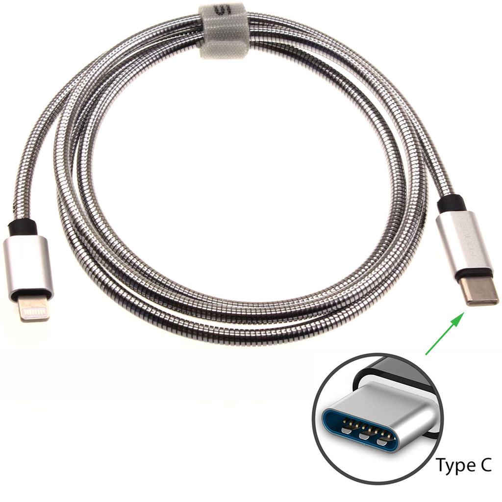 3ft and 6ft Metal PD USB-C Cables, Sync Type-C to iPhone Wire Long Power Cords Fast Charge - AWY55
