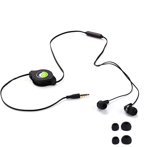 Retractable Earphones, 3.5mm w Mic Headset Hands-free Headphones - AWF93