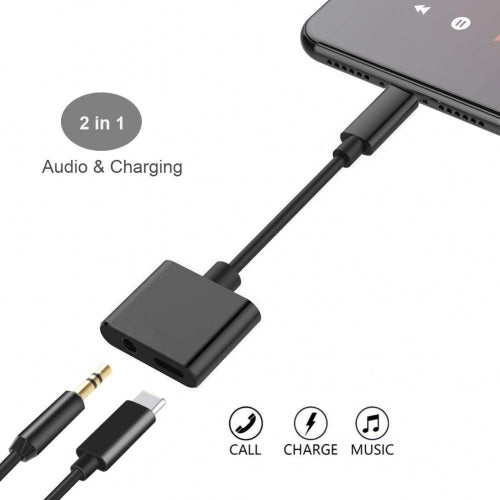 USB-C Headphone Adapter, Splitter Charger Port 3.5mm Jack Earphone - AWG76