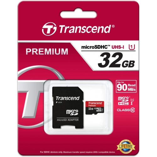 32GB Memory Card, Class 10 MicroSD High Speed Transcend - AWV23