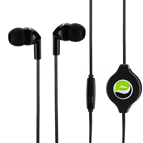 Retractable Earphones, 3.5mm w Mic Headset Hands-free Headphones - AWF93